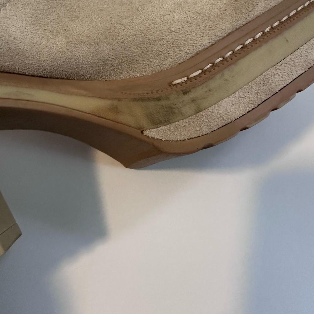 Steve Madden Lexa Taupe Suede Chelsea Platform Heel Booties Size 8.5 - Picture 7 of 9